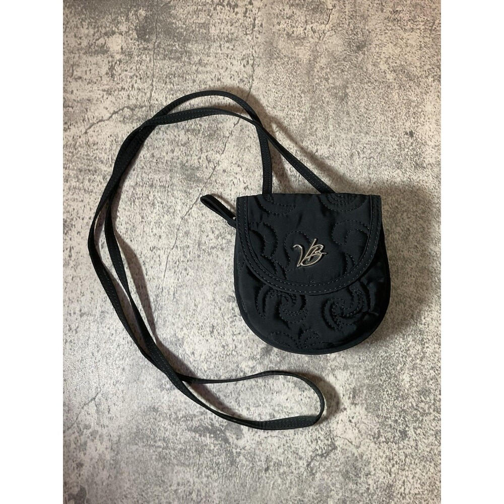 VERA BRADLEY Classic Microfiber Wallet /Purse W/Belt Loop & Detachable Strap Blk